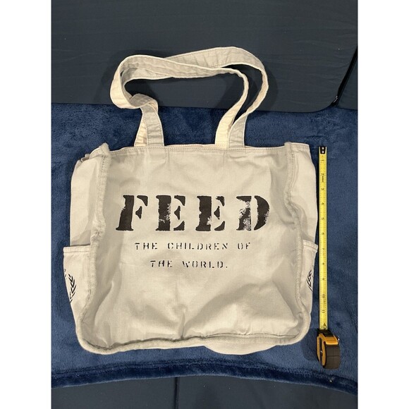 FEED The Children Large Canvas Light Blue Tote Bag - Picture 13 of 16